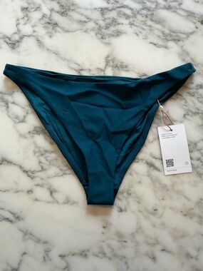 NWT QUINCE Teal Blue Italian Low-Rise Bikini Bottom Sz M 🌊